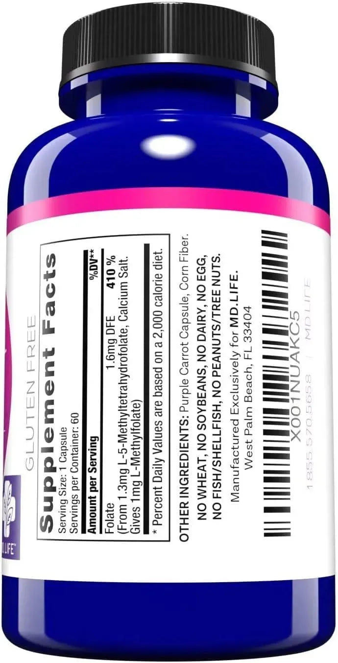 MD LIFE - MD Life L Methylfolate 1 Mg. 60 Capsulas - The Red Vitamin MX - Suplementos Alimenticios - {{ shop.shopifyCountryName }}