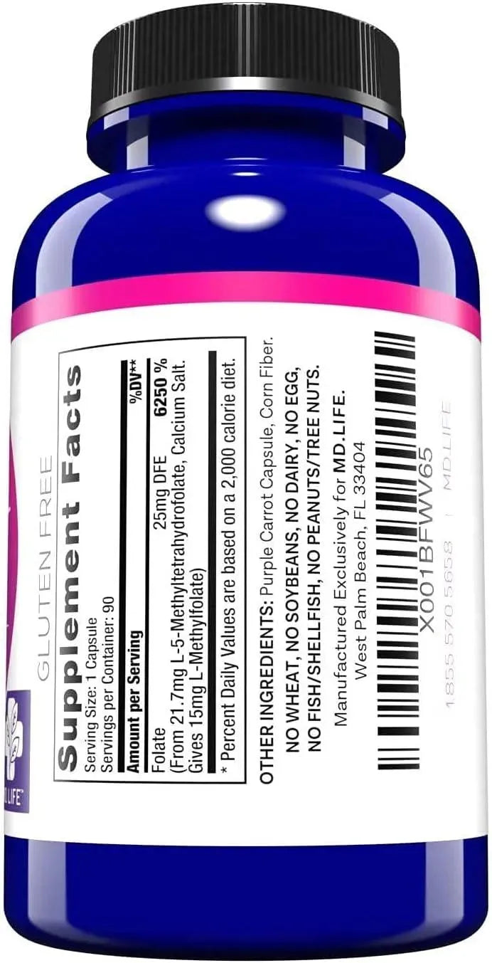 MD LIFE - MD Life L Methylfolate 15Mg. 90 Capsulas - The Red Vitamin MX - Suplementos Alimenticios - {{ shop.shopifyCountryName }}