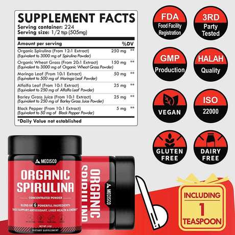 MECISCO - Mecisco 6 in 1 Spirulina Powder Organic 4 Oz. - The Red Vitamin MX - Suplementos Alimenticios - {{ shop.shopifyCountryName }}