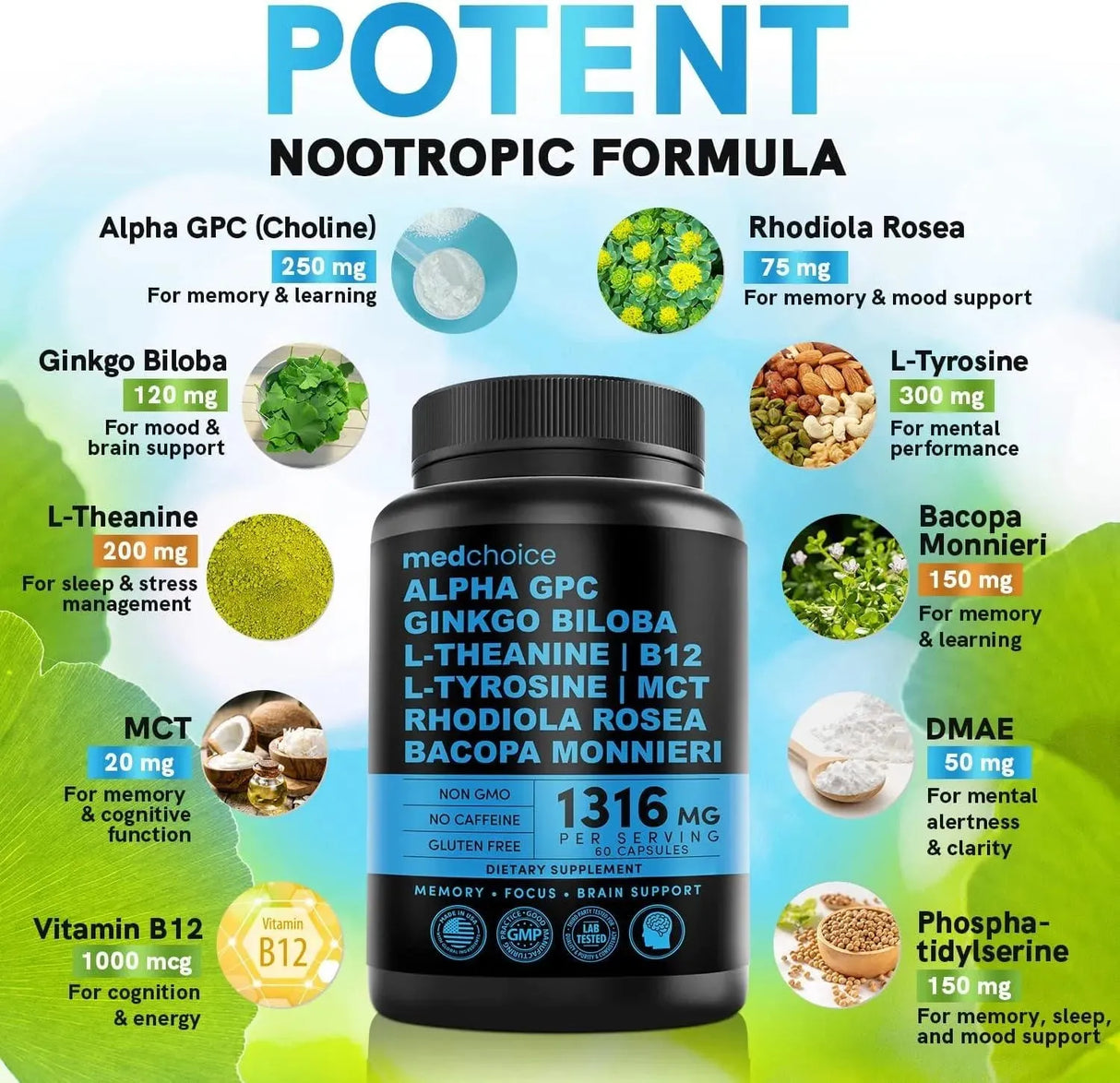 MEDCHOICE - Medchoice 10-in-1 Nootropic Brain Supplement 60 Capsulas - The Red Vitamin MX - Suplementos Alimenticios - {{ shop.shopifyCountryName }}