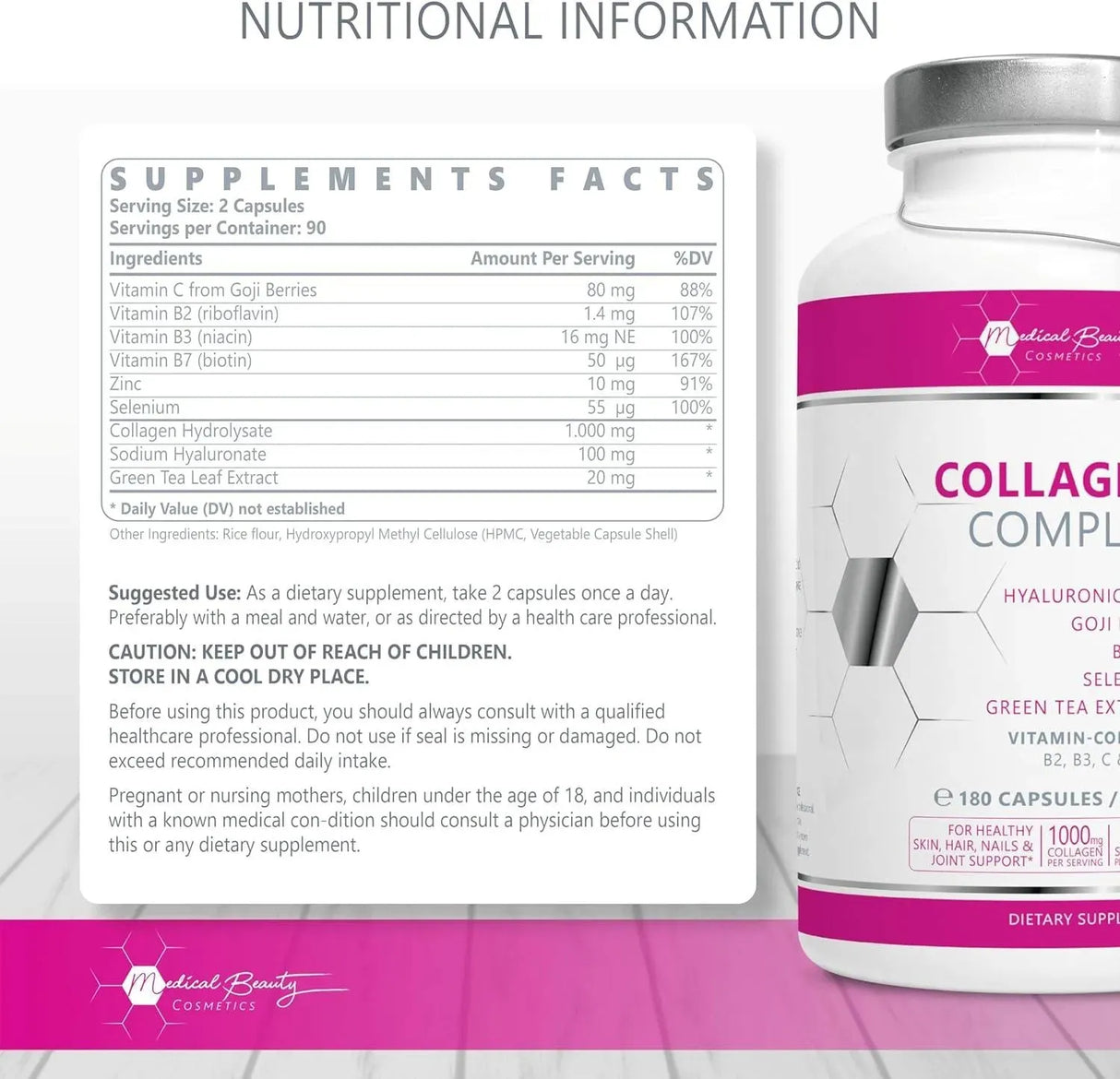 MEDICAL BEAUTY COSMETICS - Medical Beauty Cosmetics Collagen Peptide Complex 180 Capsulas - The Red Vitamin MX - Suplementos Alimenticios - {{ shop.shopifyCountryName }}