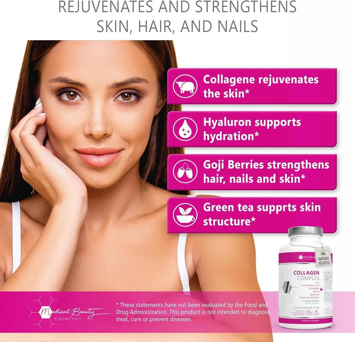 MEDICAL BEAUTY COSMETICS - Medical Beauty Cosmetics Collagen Peptide Complex 180 Capsulas - The Red Vitamin MX - Suplementos Alimenticios - {{ shop.shopifyCountryName }}