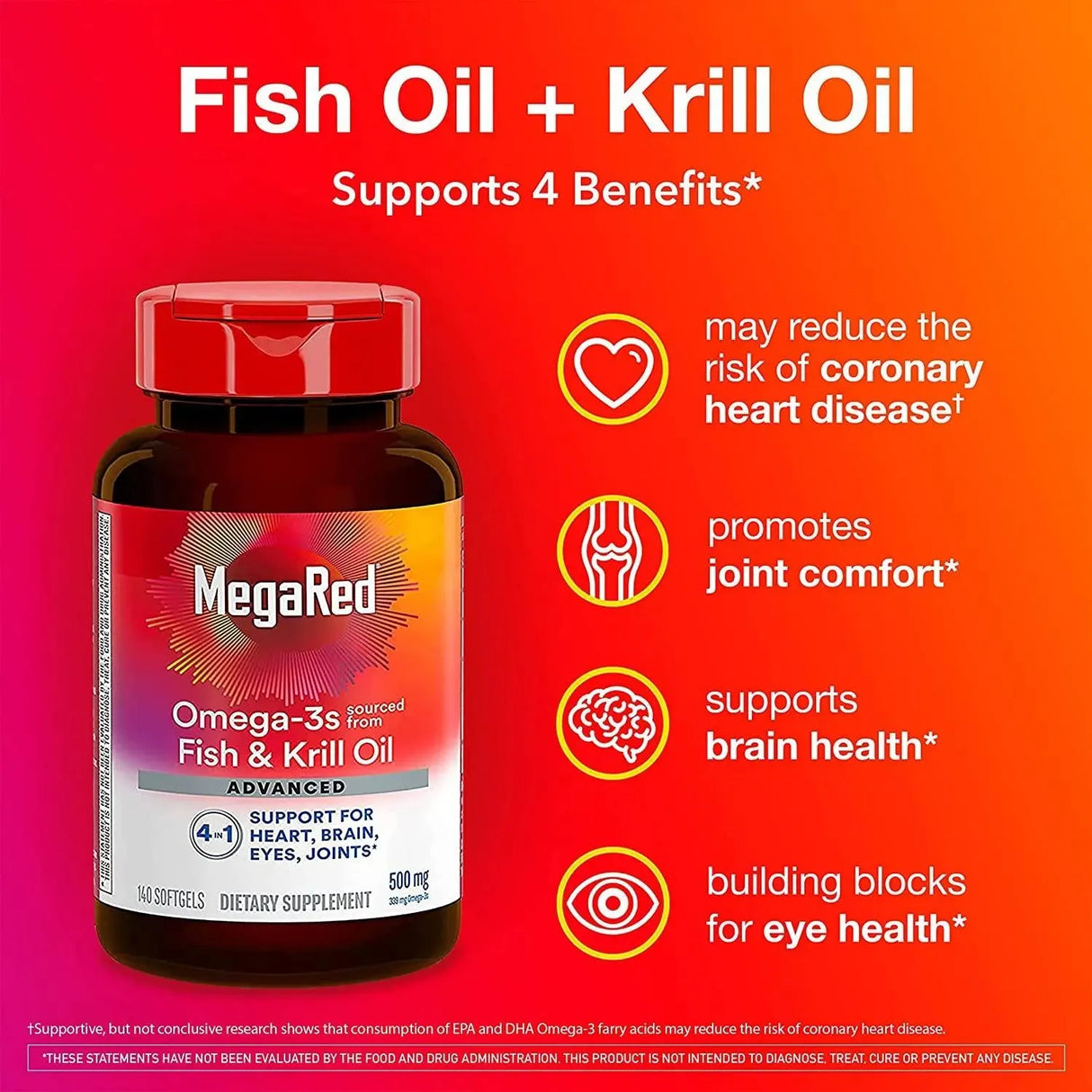 MEGARED - MegaRed Advanced Brain, Heart, Joints & Eye Support Omega 3 Antarctic Krill Oil 500Mg. 140 Capsulas Blandas - The Red Vitamin MX - Suplementos Alimenticios - {{ shop.shopifyCountryName }}