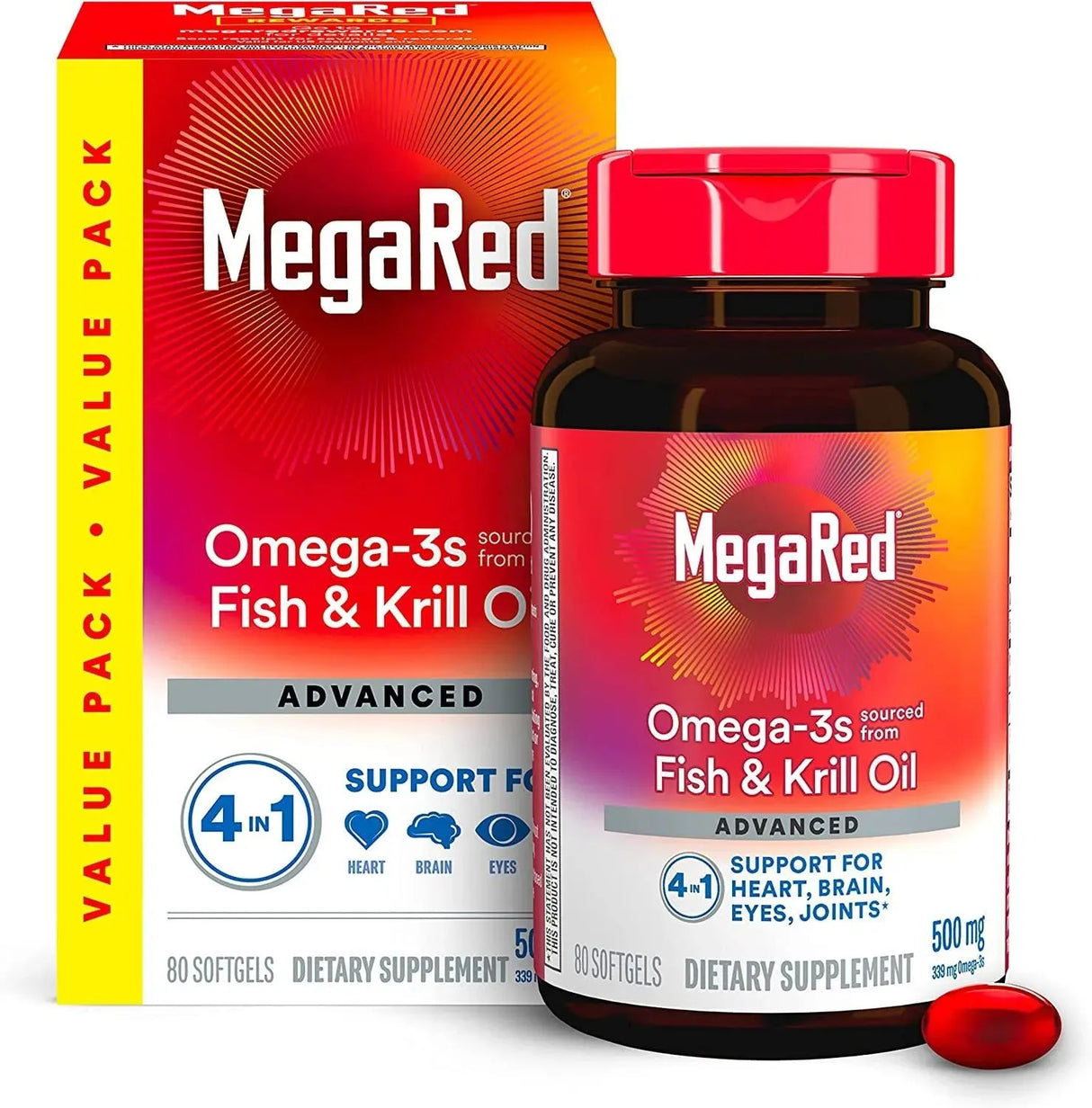 MEGARED - MegaRed Advanced Brain, Heart, Joints & Eye Support Omega 3 Antarctic Krill Oil 500Mg. 80 Capsulas Blandas - The Red Vitamin MX - Suplementos Alimenticios - {{ shop.shopifyCountryName }}