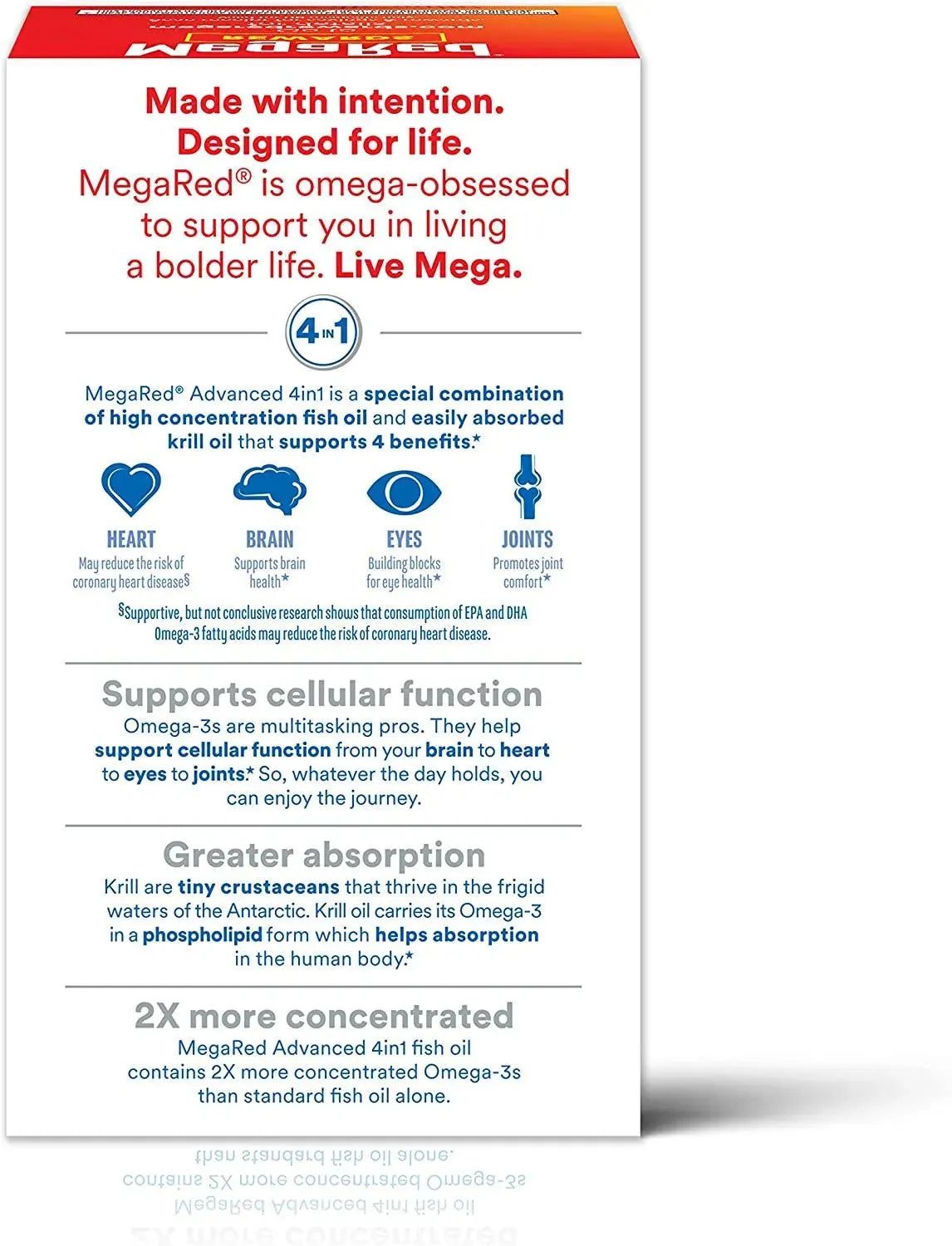 MEGARED - MegaRed Advanced Brain, Heart, Joints & Eye Support Omega 3 Antarctic Krill Oil 500Mg. 80 Capsulas Blandas - The Red Vitamin MX - Suplementos Alimenticios - {{ shop.shopifyCountryName }}