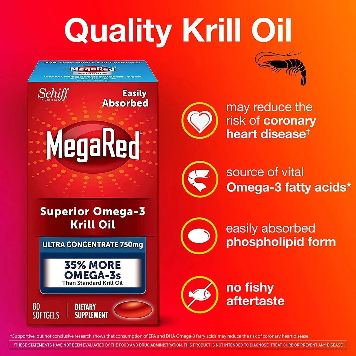 MEGARED - MegaRed Ultra Concentrate Omega 3 Antarctic Krill Oil 750Mg. 80 Capsulas Blandas - The Red Vitamin MX - Suplementos Alimenticios - {{ shop.shopifyCountryName }}