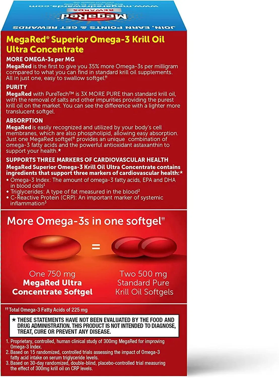 MEGARED - MegaRed Ultra Concentrate Omega 3 Antarctic Krill Oil 750Mg. 80 Capsulas Blandas - The Red Vitamin MX - Suplementos Alimenticios - {{ shop.shopifyCountryName }}