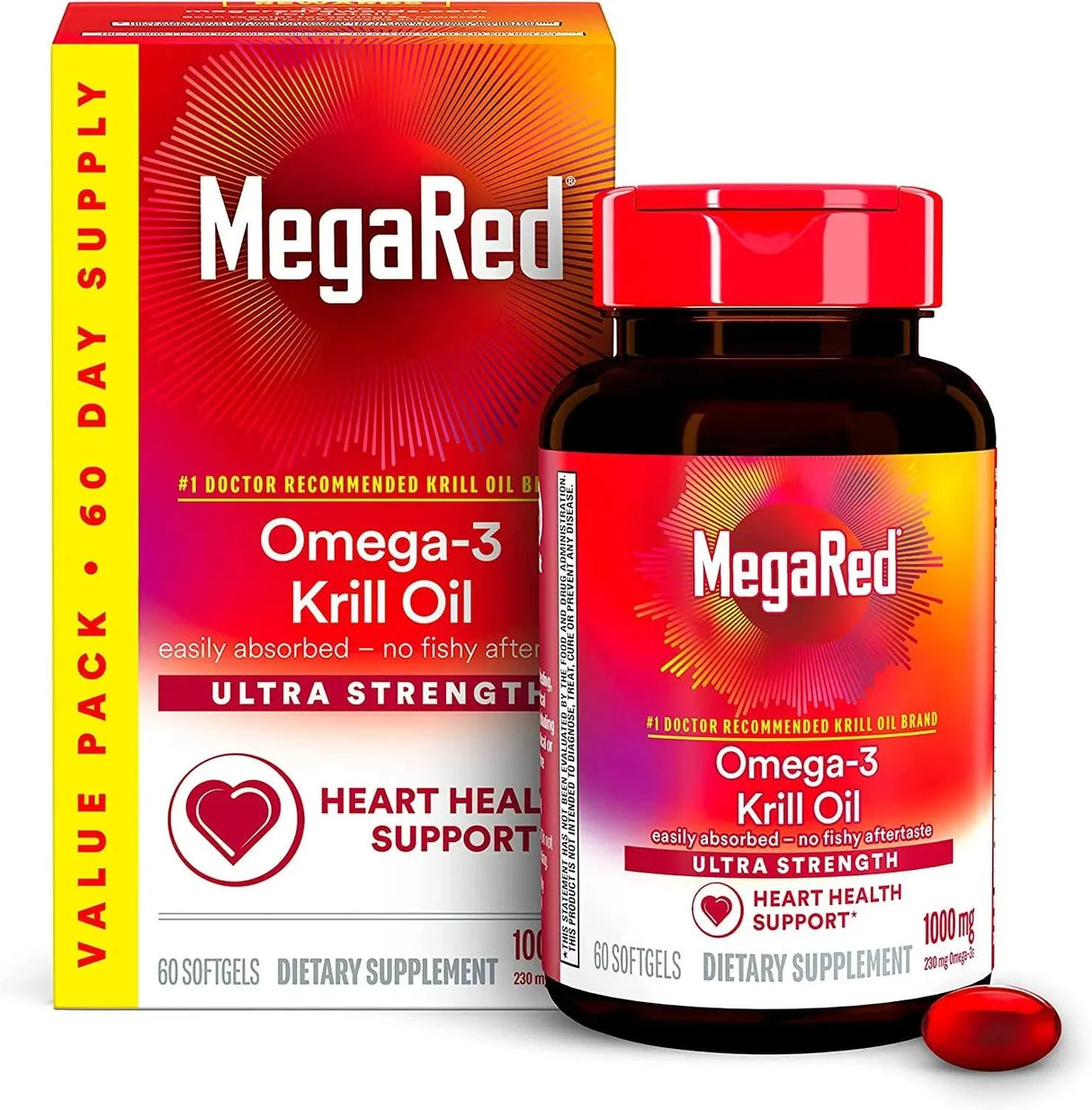MEGARED - MegaRed Ultra Strength Omega 3 Antarctic Krill Oil 1000Mg. 60 Capsulas Blandas - The Red Vitamin MX - Suplementos Alimenticios - {{ shop.shopifyCountryName }}