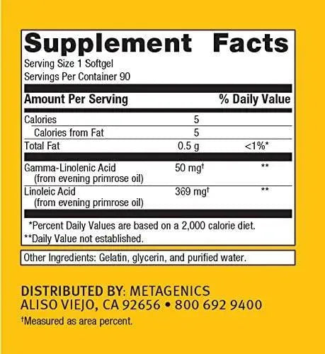 METAGENICS - Metagenics OmegaGenics Evening Primrose Oil 90 Capsulas Blandas - The Red Vitamin MX - Suplementos Alimenticios - {{ shop.shopifyCountryName }}