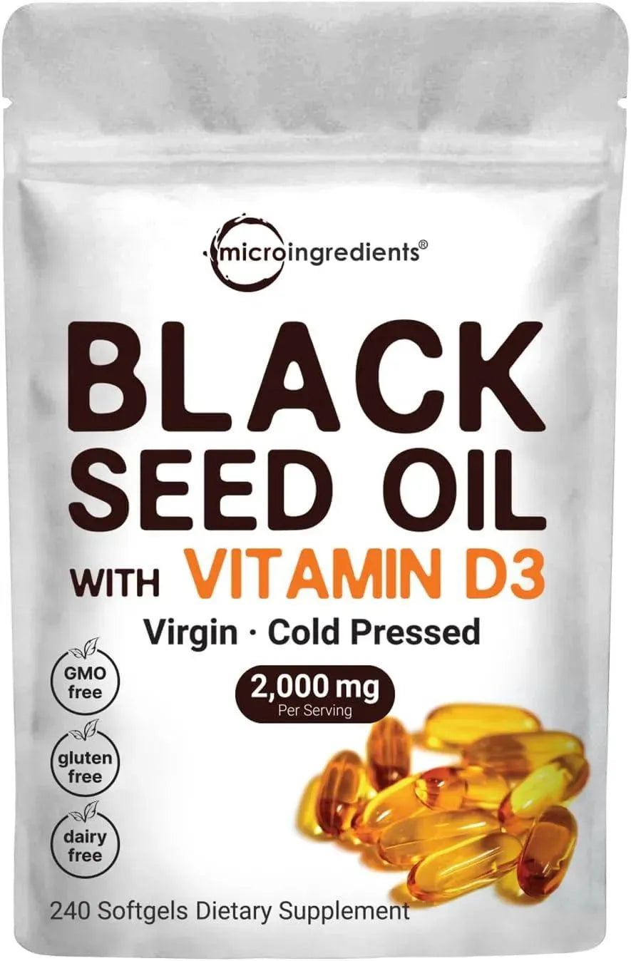 MICRO INGREDIENTS - Micro Ingredients Black Seed Oil 2000Mg. with Vitamin D3 240 Capsulas Blandas - The Red Vitamin MX - Suplementos Alimenticios - {{ shop.shopifyCountryName }}
