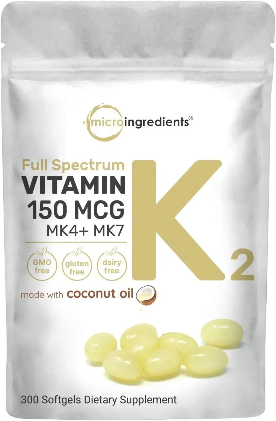 MICRO INGREDIENTS - Micro Ingredients Full Spectrum Vitamin K2 MK-4 + MK-7 300 Capsulas Blandas - The Red Vitamin MX - Suplementos Alimenticios - {{ shop.shopifyCountryName }}