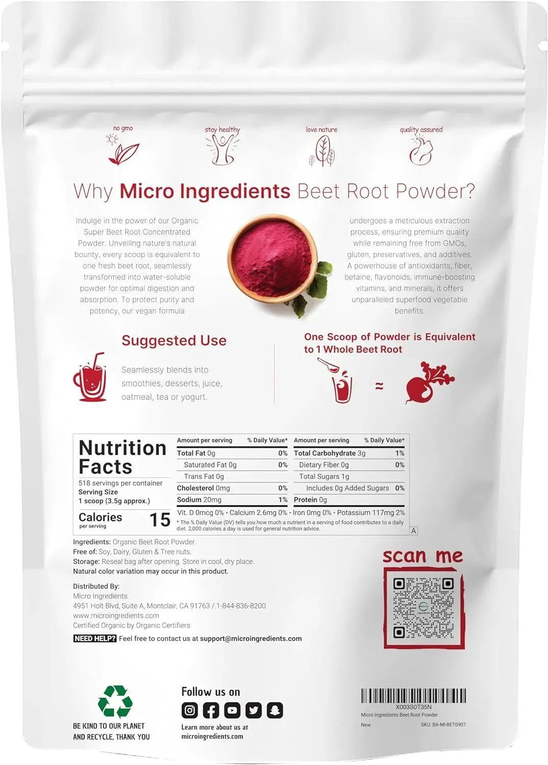 MICRO INGREDIENTS - Micro Ingredients Organic Beet Root Powder 1.81 Kg. - The Red Vitamin MX - Suplementos Alimenticios - {{ shop.shopifyCountryName }}