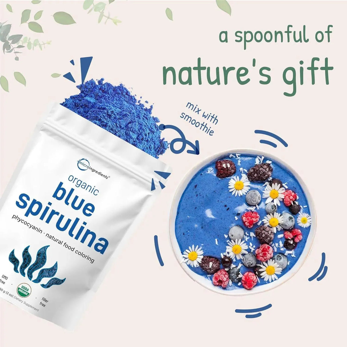 MICRO INGREDIENTS - Micro Ingredients Organic Blue Spirulina Powder 60Gr. - The Red Vitamin MX - Suplementos Alimenticios - {{ shop.shopifyCountryName }}