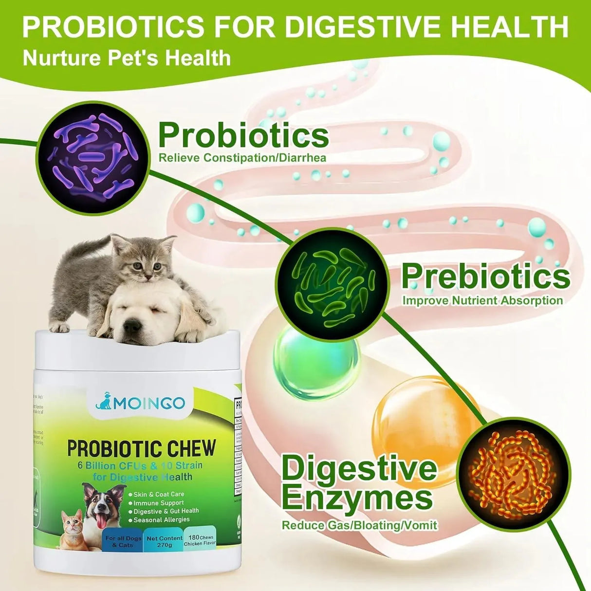 MOINGO - Moingo Probiotics for Dogs Chicken Flavored 180 Masticables - The Red Vitamin MX - Probióticos Para Perros - {{ shop.shopifyCountryName }}