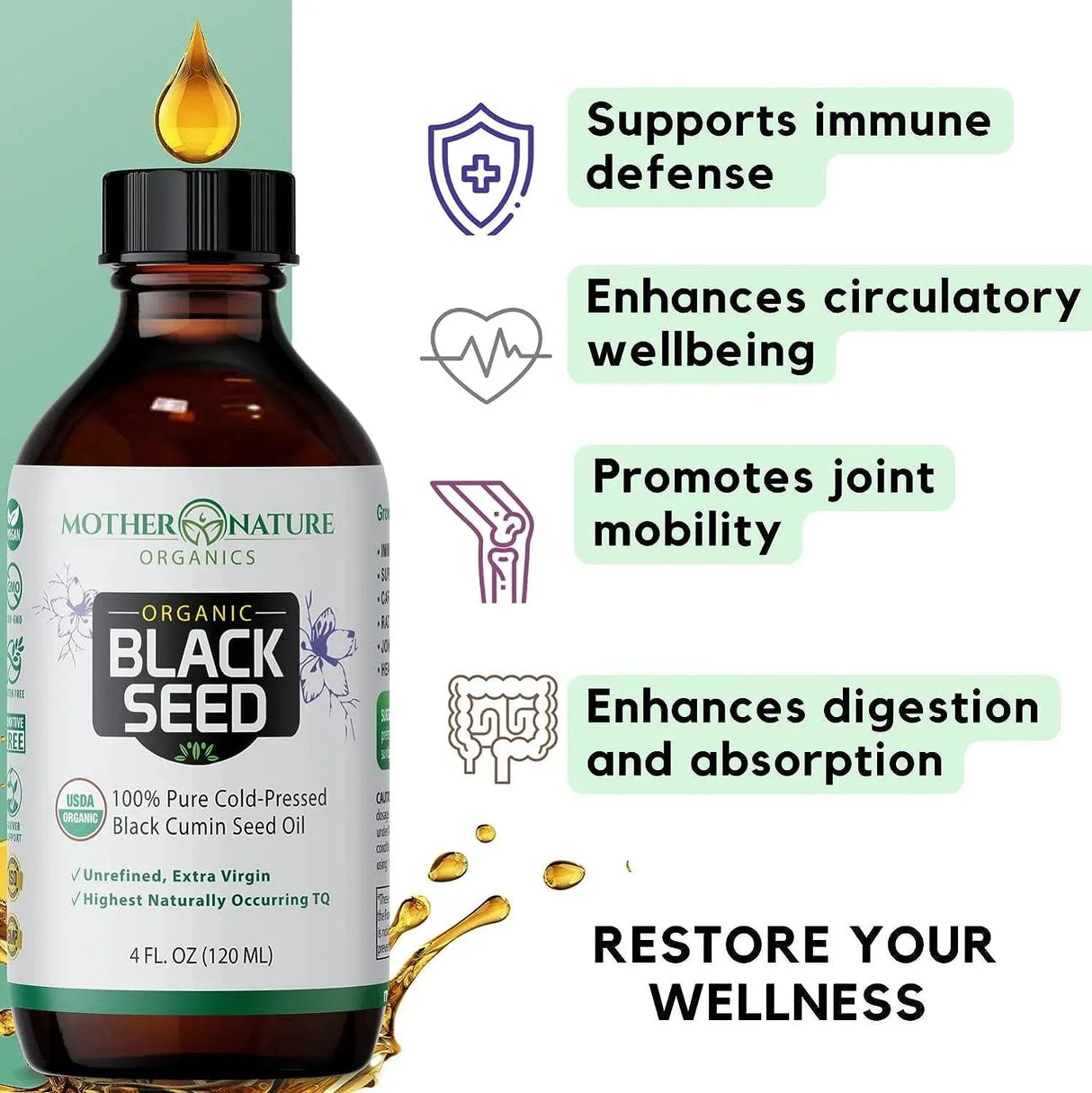 MOTHER NATURE - Mother Nature Organic Black Seed Oil 120Ml. - The Red Vitamin MX - Suplementos Alimenticios - {{ shop.shopifyCountryName }}