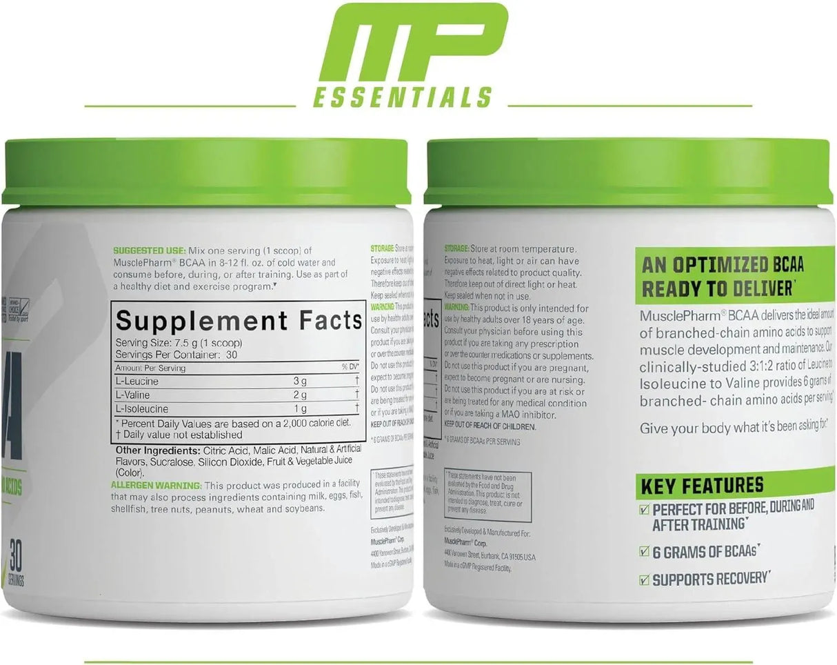 MUSCLEPHARM - MusclePharm Essentials BCAA Powder Blue Raspberry Flavor 30 Servicios 225Gr. - The Red Vitamin MX - Suplementos Alimenticios - {{ shop.shopifyCountryName }}