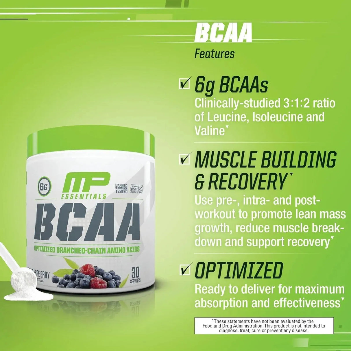 MUSCLEPHARM - MusclePharm Essentials BCAA Powder Blue Raspberry Flavor 30 Servicios 225Gr. - The Red Vitamin MX - Suplementos Alimenticios - {{ shop.shopifyCountryName }}