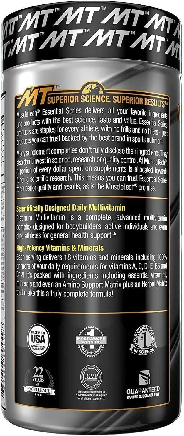 MUSCLETECH - MuscleTech Platinum Multi Vitamin 180 Tabletas - The Red Vitamin MX - Suplementos Alimenticios - {{ shop.shopifyCountryName }}