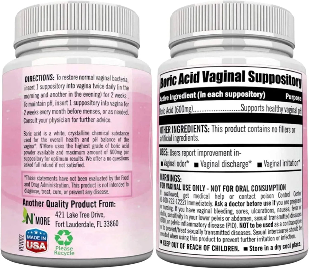 N'MORE - N'More Boric Acid Vaginal Suppositories 600Mg. 30 Supositorios - The Red Vitamin MX - Supositorios De Ácido Bórico - {{ shop.shopifyCountryName }}