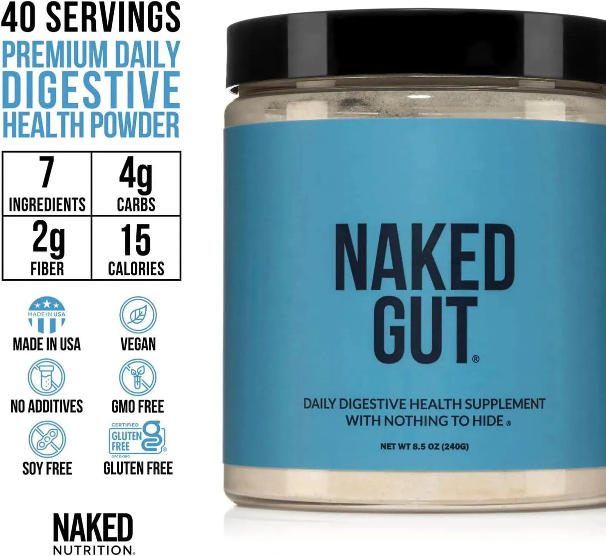 NAKED NUTRITION - NAKED Nutrition Gut Health 40 Servicios 240Gr. - The Red Vitamin MX - Suplementos Alimenticios - {{ shop.shopifyCountryName }}