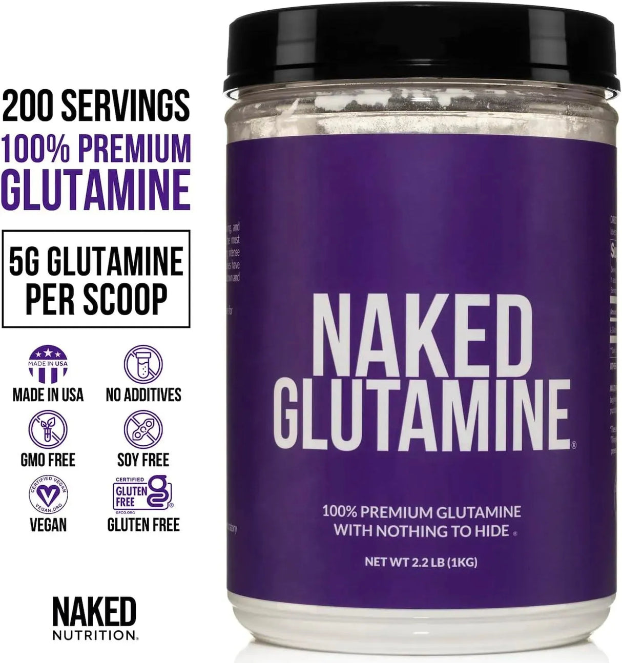 NAKED NUTRITION - NAKED Pure L-Glutamine 200 Servicios 1Kg. - The Red Vitamin MX - Suplementos Alimenticios - {{ shop.shopifyCountryName }}
