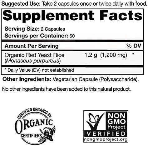 NATURAL CHOICE BOTANICALS - Natural Choice Botanicals Certified Organic Red Yeast Rice Supplement 120 Capsulas - The Red Vitamin MX - Suplementos Alimenticios - {{ shop.shopifyCountryName }}