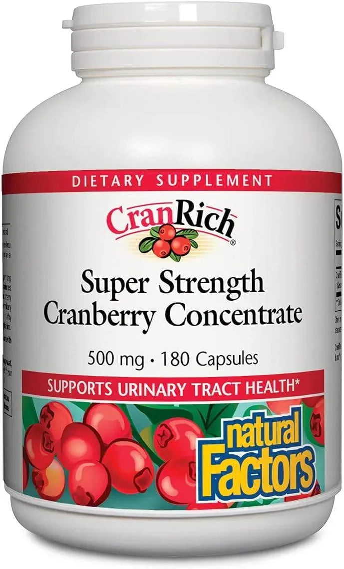 NATURAL FACTORS - CranRich by Natural Factors Super Strength Cranberry 180 Capsulas - The Red Vitamin MX - Suplementos Alimenticios - {{ shop.shopifyCountryName }}