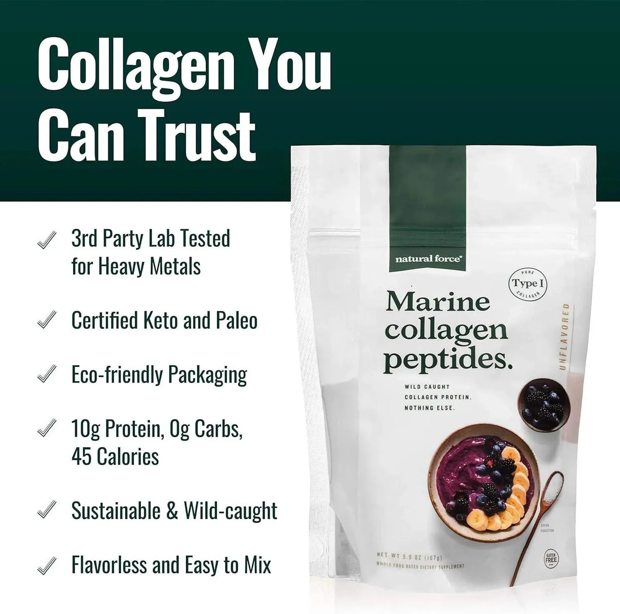 NATURAL FORCE - Natural Force Clean Marine Collagen Powder 167Gr. - The Red Vitamin MX - Suplementos Alimenticios - {{ shop.shopifyCountryName }}