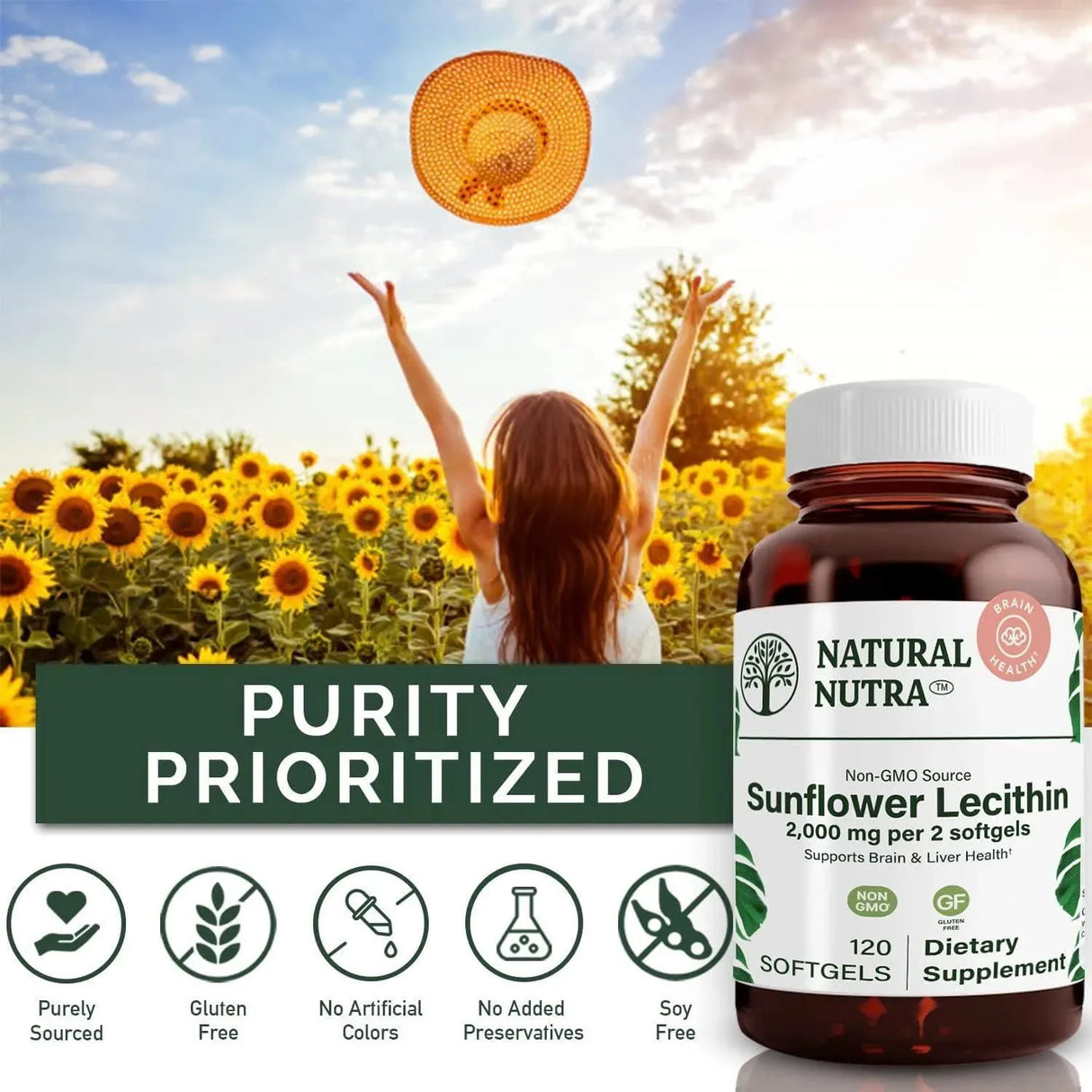 NATURAL NUTRA - Natural Nutra Sunflower Lecithin 2000Mg. 120 Capsulas Blandas - The Red Vitamin MX - Suplementos Alimenticios - {{ shop.shopifyCountryName }}