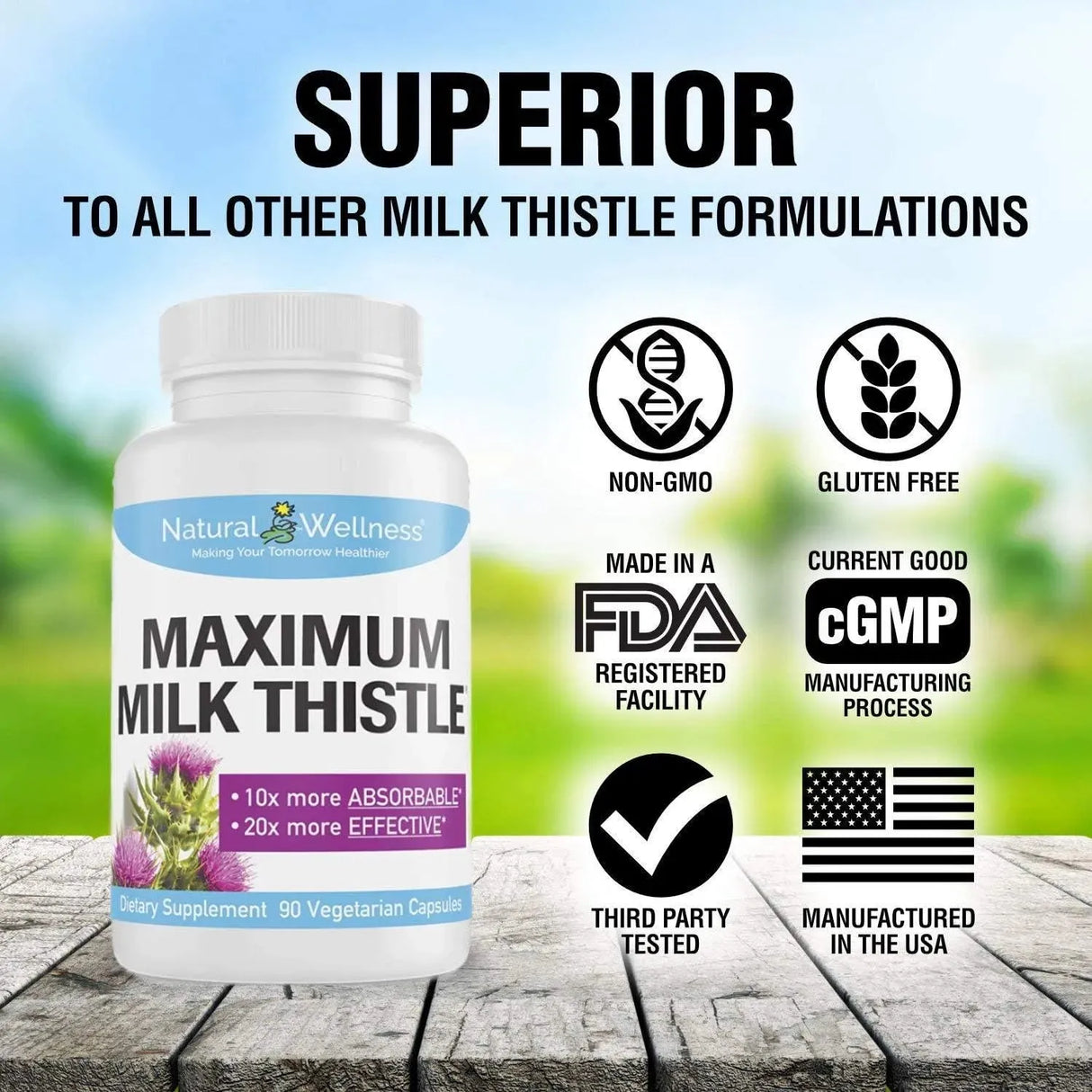NATURAL WELLNESS - Natural Wellness Maximum Milk Thistle 240Mg. 90 Capsulas - The Red Vitamin MX - Suplementos Alimenticios - {{ shop.shopifyCountryName }}