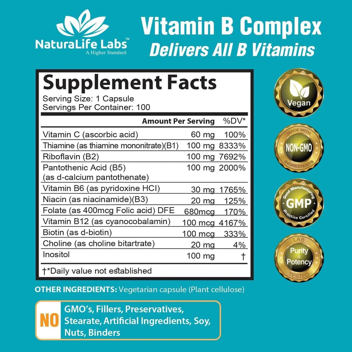 NATURALIFE LABS - NaturaLife Labs Vitamin B Complex 100 Capsulas - The Red Vitamin MX - Suplementos Alimenticios - {{ shop.shopifyCountryName }}