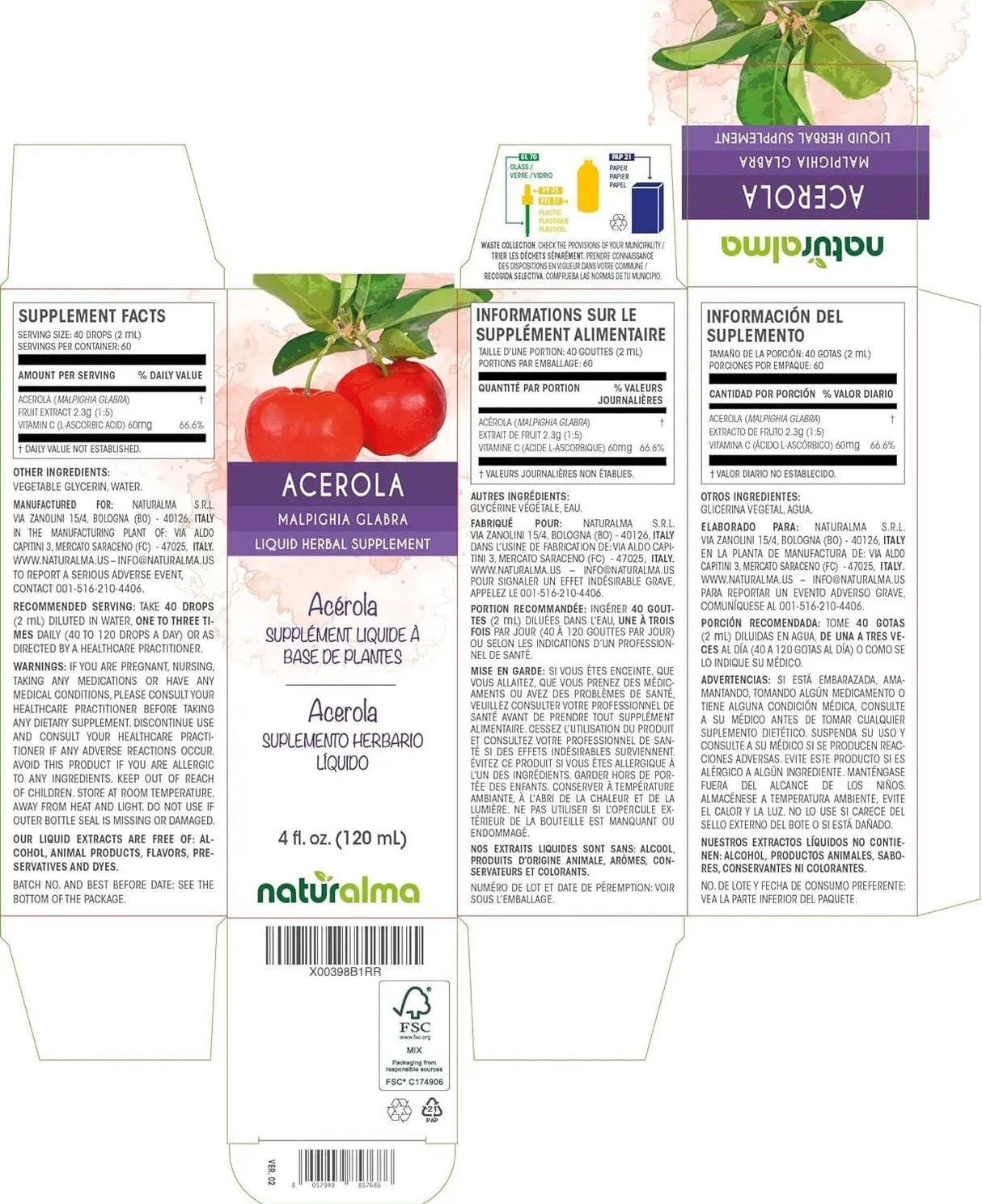 NATURALMA - Naturalma Acerola Fruit Alcohol-Free Tincture 120Ml. - The Red Vitamin MX - Suplementos Alimenticios - {{ shop.shopifyCountryName }}