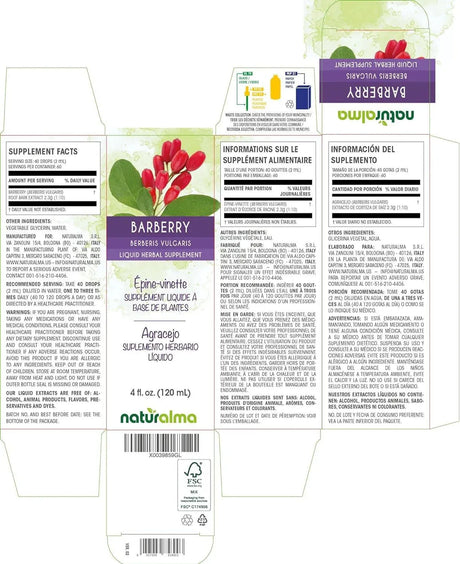 NATURALMA - Naturalma Barberry (Berberis vulgaris) Root bark Alcohol-Free Tincture 4 Fl.Oz. - The Red Vitamin MX - Suplementos Alimenticios - {{ shop.shopifyCountryName }}