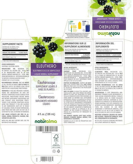 NATURALMA - Naturalma Eleuthero or Siberian Ginseng Root Tincture 4 Fl.Oz. - The Red Vitamin MX - Suplementos Alimenticios - {{ shop.shopifyCountryName }}