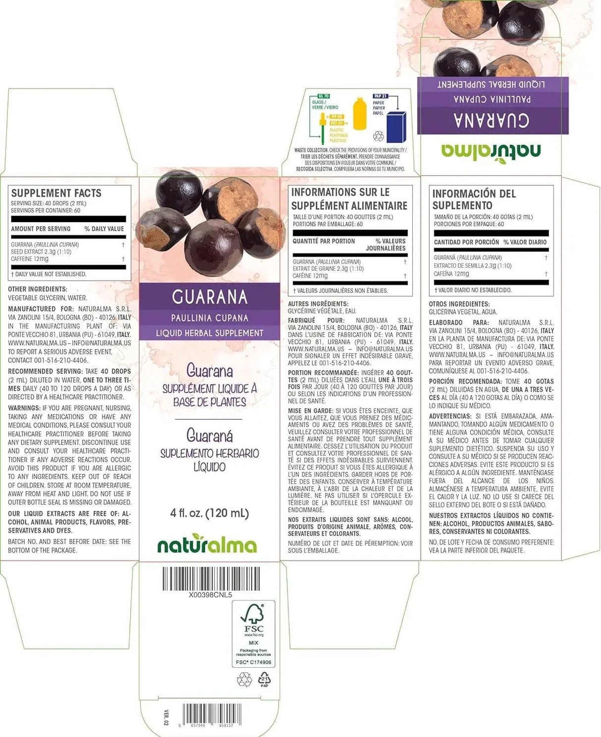 NATURALMA - Naturalma Guarana Tincture 4 Fl.Oz. - The Red Vitamin MX - Suplementos Alimenticios - {{ shop.shopifyCountryName }}