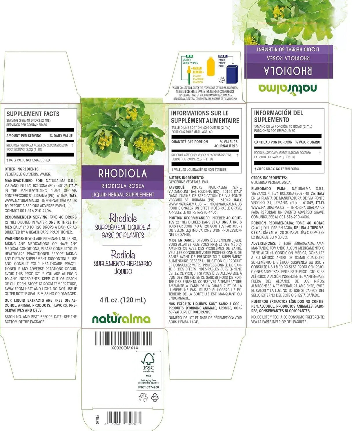 NATURALMA - Naturalma Rhodiola Rosea Root Tincture 4 Fl.Oz. - The Red Vitamin MX - Suplementos Alimenticios - {{ shop.shopifyCountryName }}