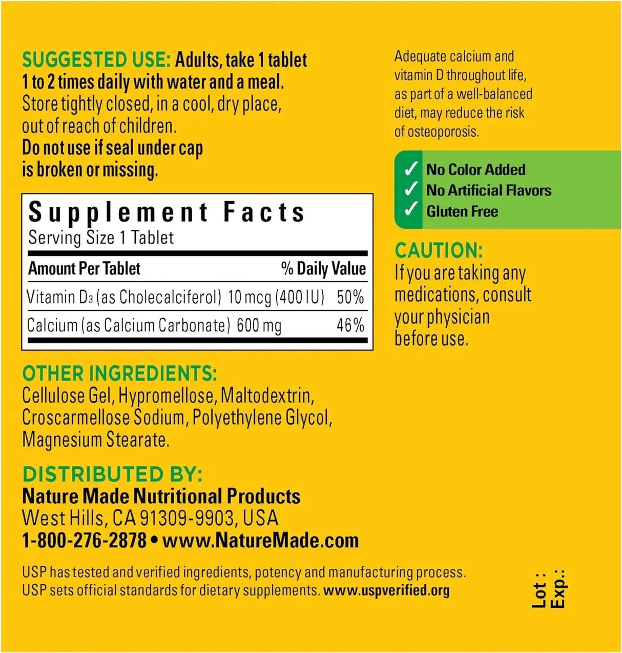 NATURE MADE - Nature Made Calcium 600Mg. with Vitamin D3 60 Tabletas - The Red Vitamin MX - Suplementos Alimenticios - {{ shop.shopifyCountryName }}