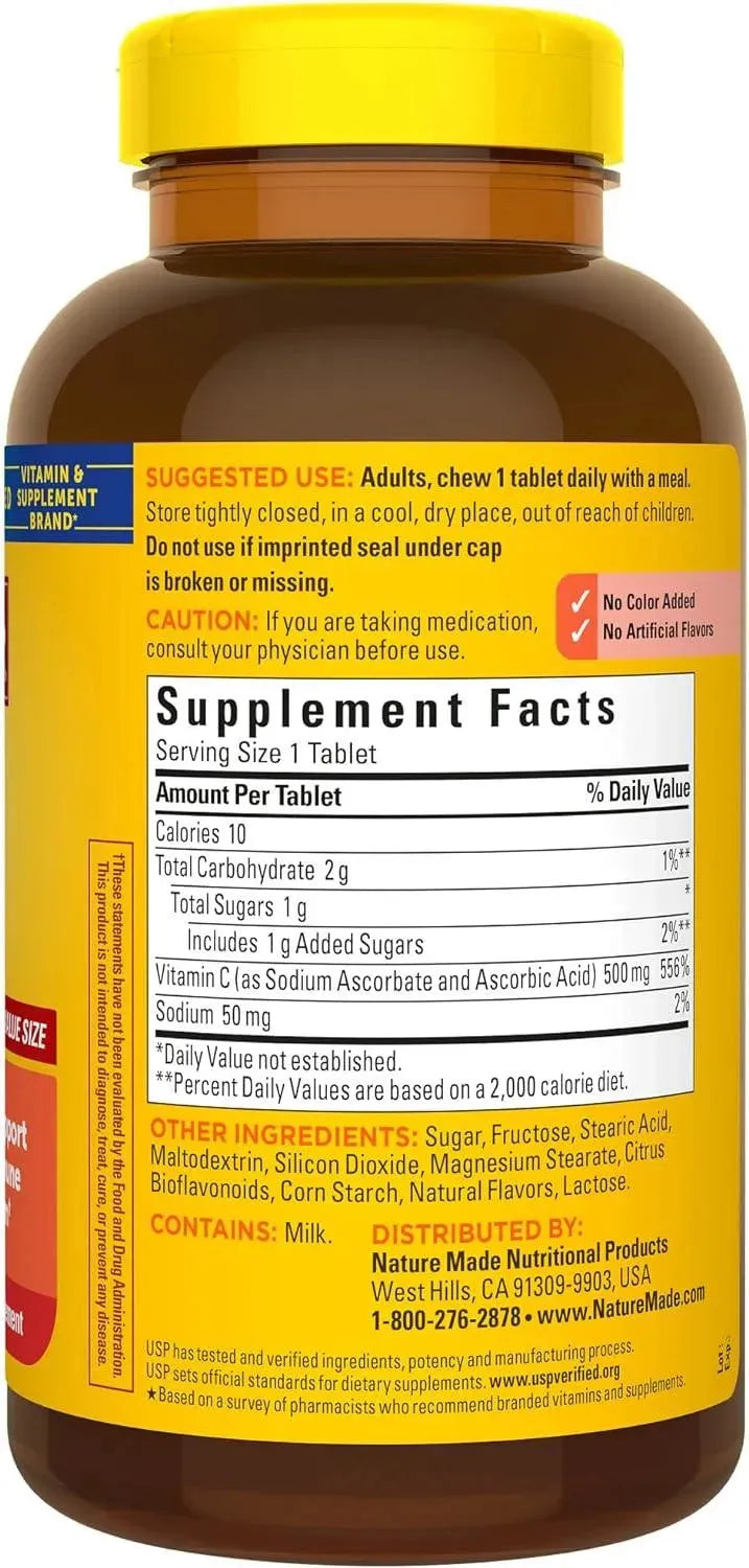 NATURE MADE - Nature Made Chewable Vitamin C 500Mg. 150 Tabletas - The Red Vitamin MX - Suplementos Alimenticios - {{ shop.shopifyCountryName }}
