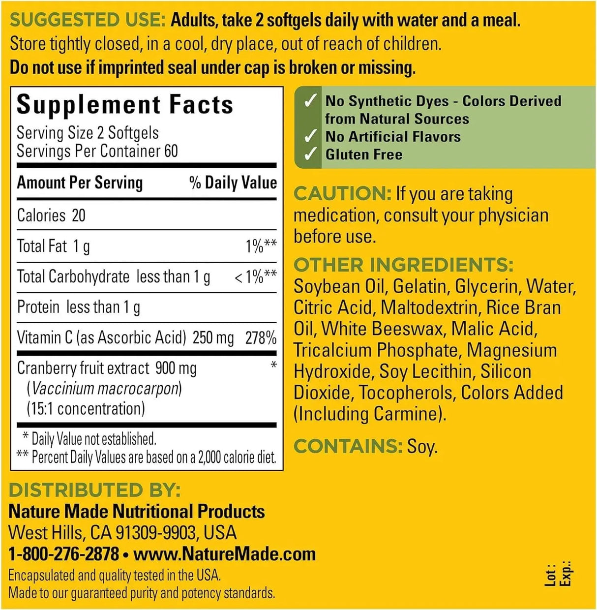 NATURE MADE - Nature Made Cranberry with Vitamin C 120 Capsulas Blandas - The Red Vitamin MX - Suplementos Alimenticios - {{ shop.shopifyCountryName }}