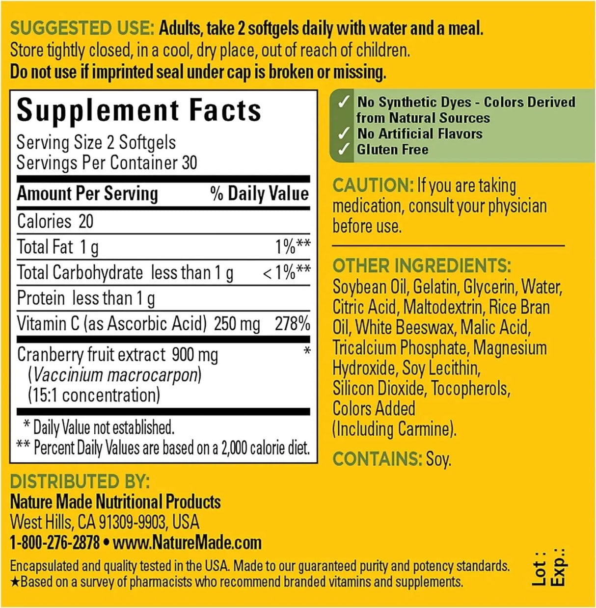 NATURE MADE - Nature Made Cranberry with Vitamin C 60 Capsulas Blandas - The Red Vitamin MX - Suplementos Alimenticios - {{ shop.shopifyCountryName }}