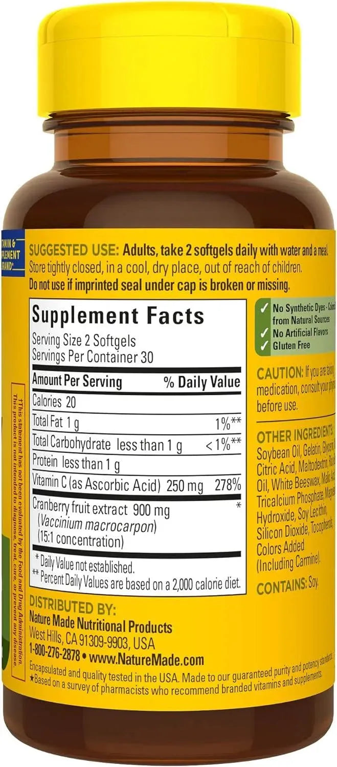 NATURE MADE - Nature Made Cranberry with Vitamin C 60 Capsulas Blandas - The Red Vitamin MX - Suplementos Alimenticios - {{ shop.shopifyCountryName }}