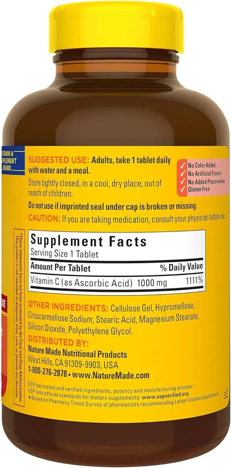 NATURE MADE - Nature Made Extra Strength Vitamin C 1000Mg. 300 Tabletas - The Red Vitamin MX - Suplementos Alimenticios - {{ shop.shopifyCountryName }}