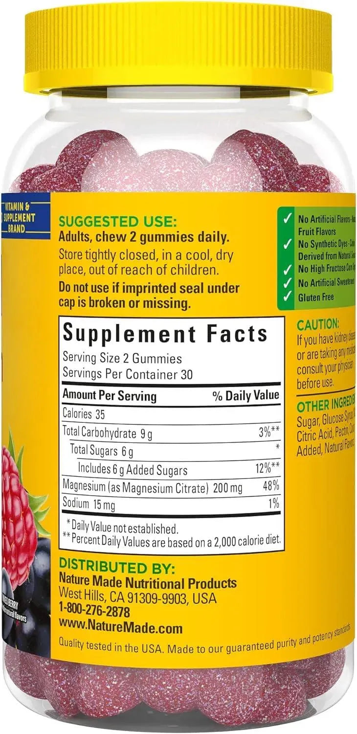 NATURE MADE - Nature Made High Absorption Magnesium Citrate 200Mg. Gummies 60 Gomitas - The Red Vitamin MX - Suplementos Alimenticios - {{ shop.shopifyCountryName }}