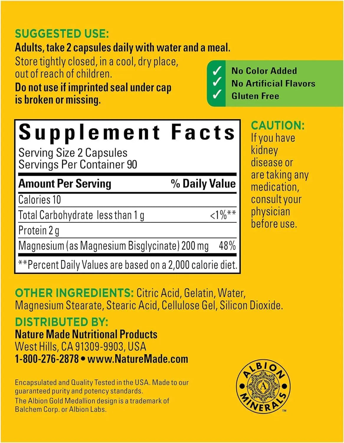 NATURE MADE - Nature Made Magnesium Glycinate 200Mg. 180 Capsulas - The Red Vitamin MX - Suplementos Alimenticios - {{ shop.shopifyCountryName }}