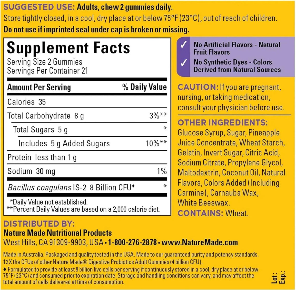 NATURE MADE - Nature Made Ultra Strength Digestive Probiotics 42 Gomitas - The Red Vitamin MX - Suplementos Alimenticios - {{ shop.shopifyCountryName }}