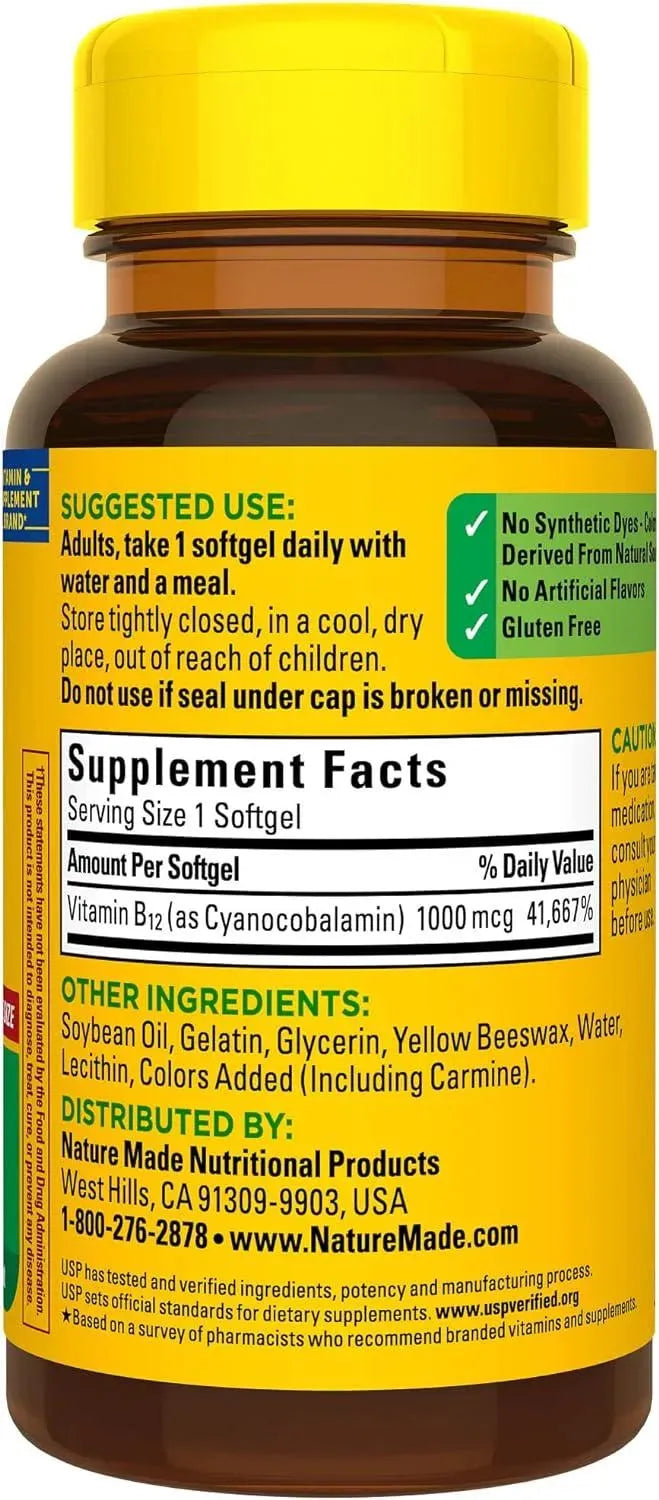 NATURE MADE - Nature Made Vitamin B12 1000mcg 150 Capsulas Blandas - The Red Vitamin MX - Suplementos Alimenticios - {{ shop.shopifyCountryName }}