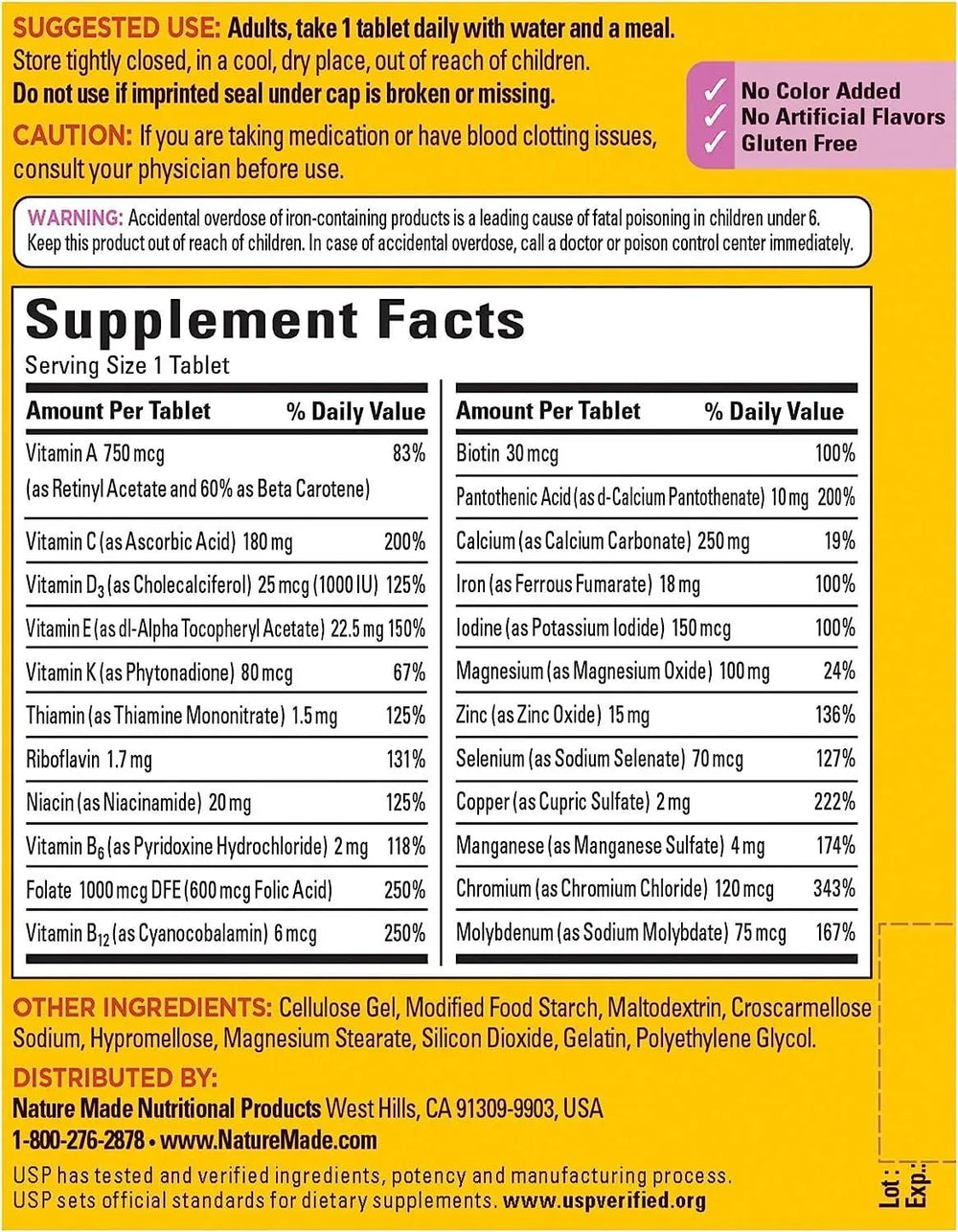 NATURE MADE - Nature Made Women's Multivitamin 300 Tabletas - The Red Vitamin MX - Suplementos Alimenticios - {{ shop.shopifyCountryName }}