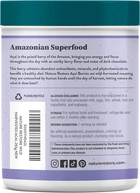 NATURE RESTORE - Nature Restore Wild Harvested Acai Berry Powder 283Gr. - The Red Vitamin MX - Suplementos Alimenticios - {{ shop.shopifyCountryName }}