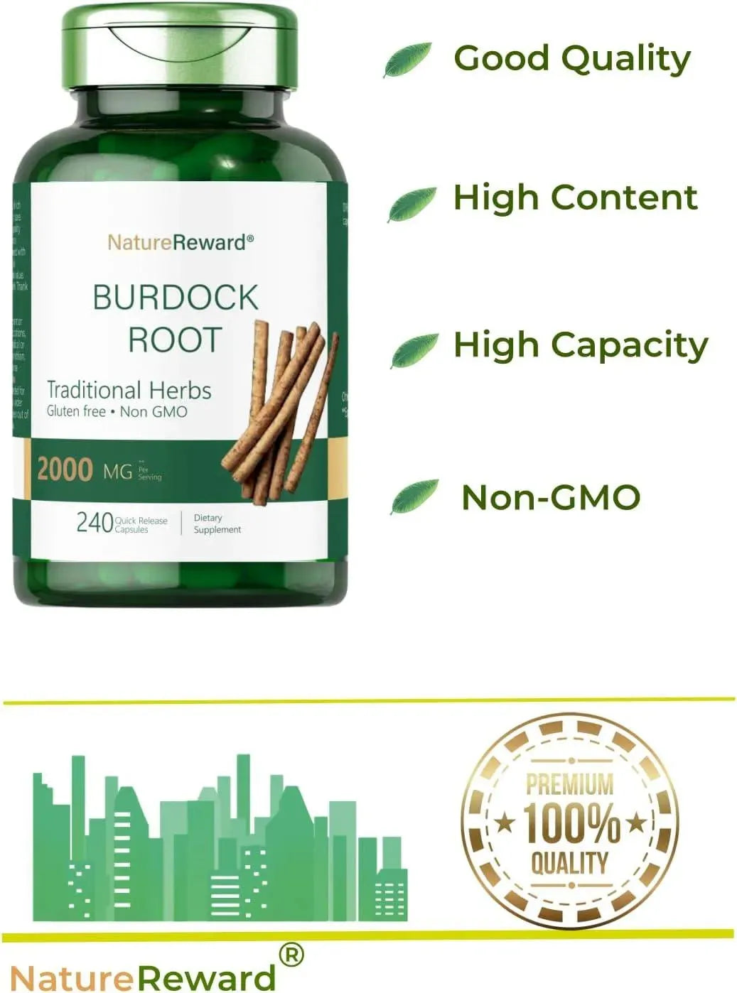 NATURE REWARD - Nature Reward Burdock Root 1000Mg. 240 Capsulas - The Red Vitamin MX - Suplementos Alimenticios - {{ shop.shopifyCountryName }}