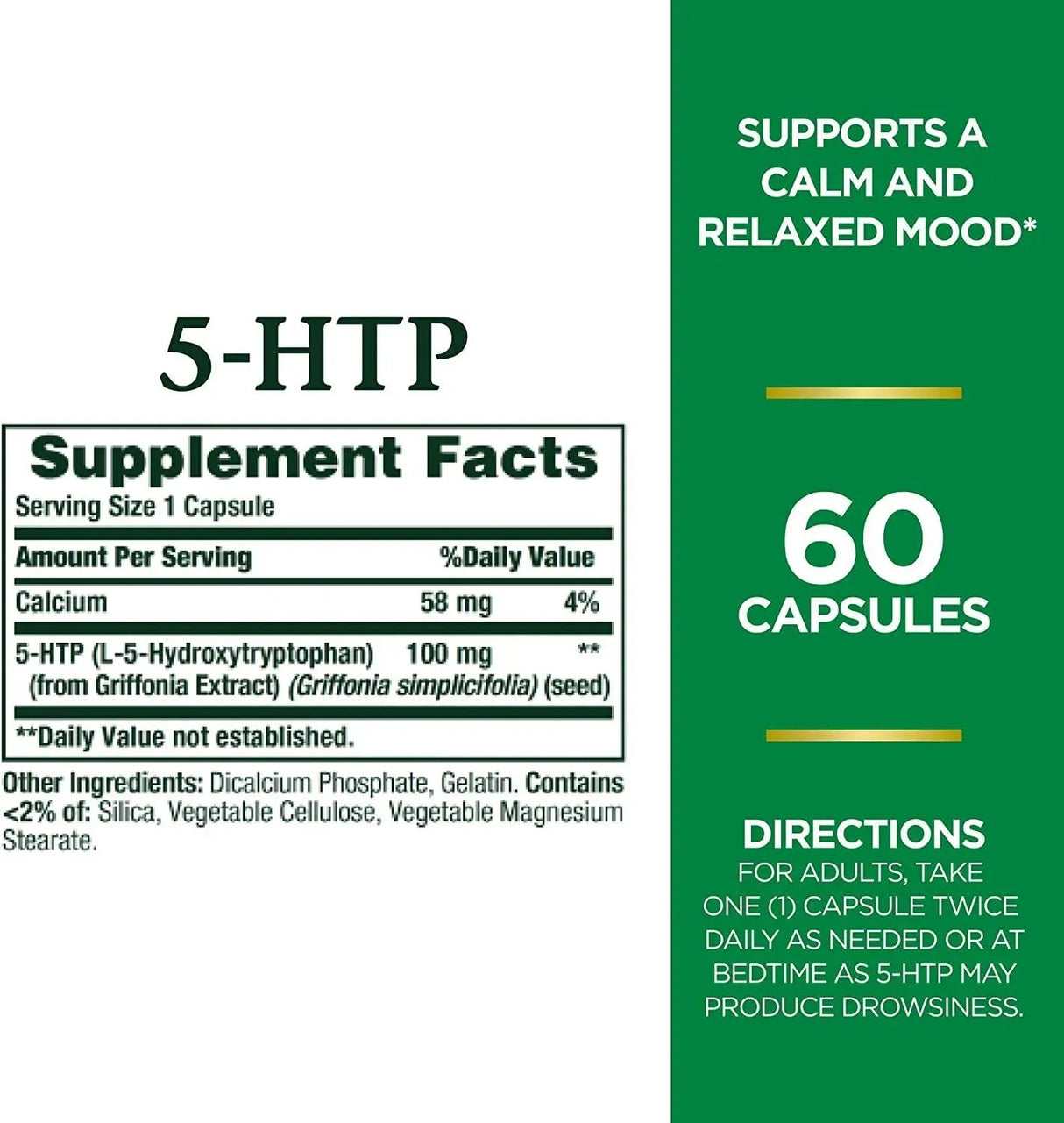 NATURE'S BOUNTY - Nature's Bounty 5-HTP Pills and Dietary Supplement 100Mg. 60 Capsulas - The Red Vitamin MX - Suplementos Alimenticios - {{ shop.shopifyCountryName }}